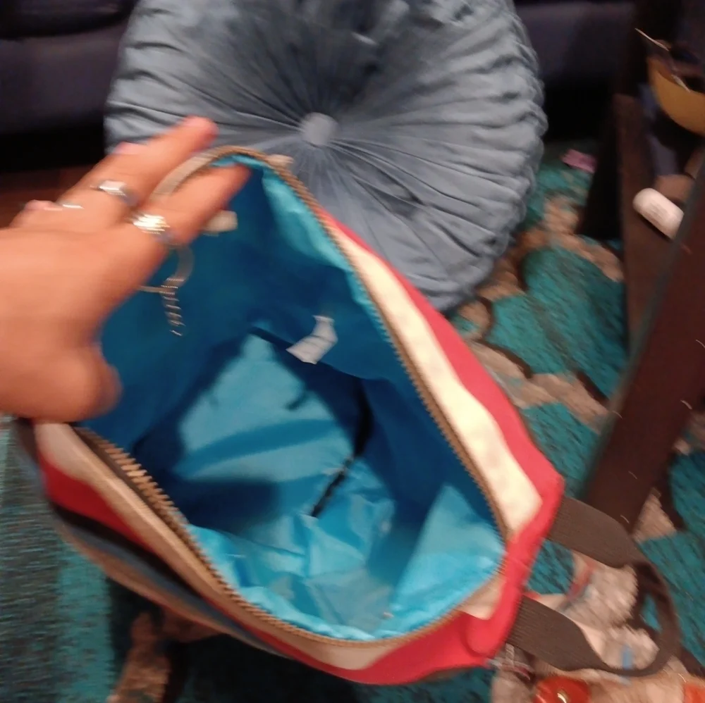 Kavu Striped Backpack - Red, Blue, Black